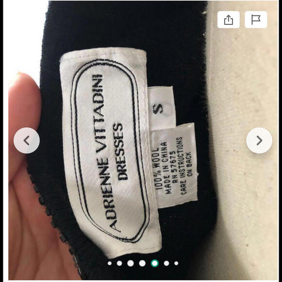 Vintage 1980s Adrienne Vittadini 100% Wool Embellished Peplum Dress size M - Picture 7 of 8